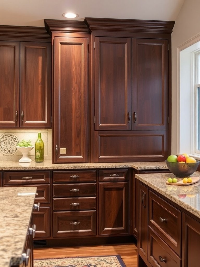 Custom-made kitchen cabinets in a warm wood finish