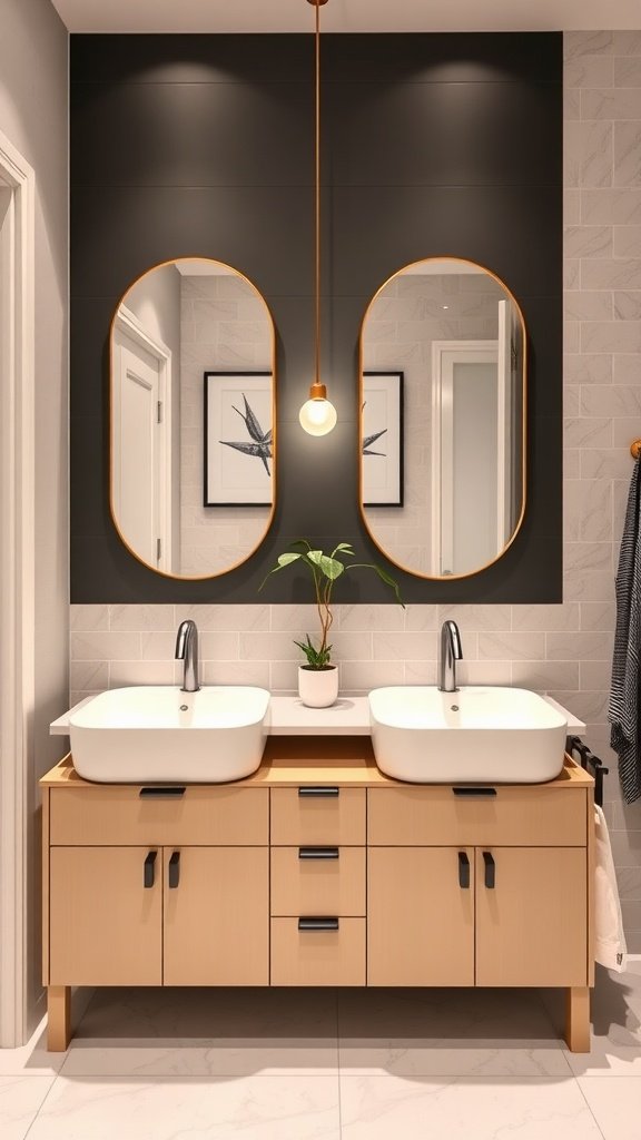 Stylish double sink vanity with modern design and mirrors