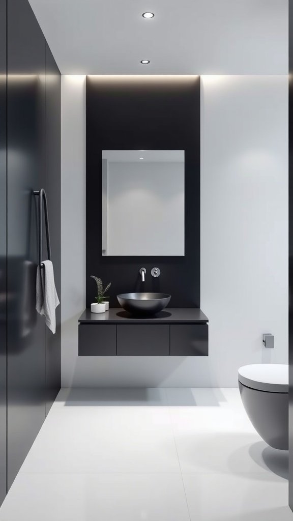 Modern powder room featuring clean lines and minimalist design.