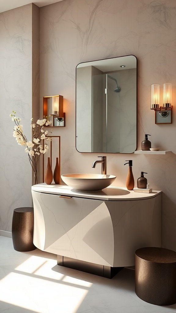 Stylish bathroom vanity with a vessel sink